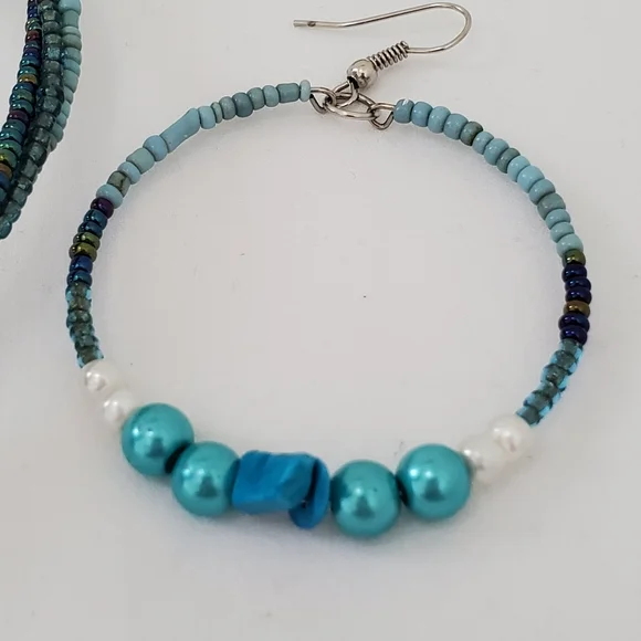 Blue Sea beads and pearl necklace set - Picture 4 of 5